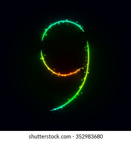 Number symbol of gradient lights on dark background