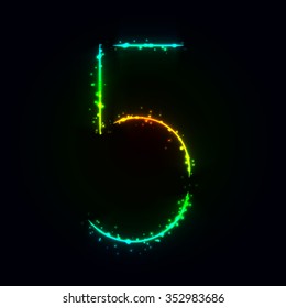 Number symbol of gradient lights on dark background