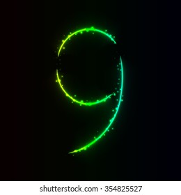 Number symbol of gradient lights on dark background