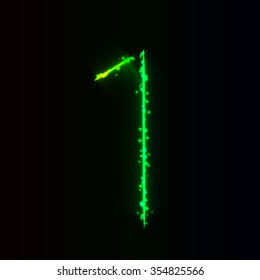 Number symbol of gradient lights on dark background
