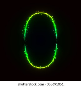 Number symbol of gradient lights on dark background