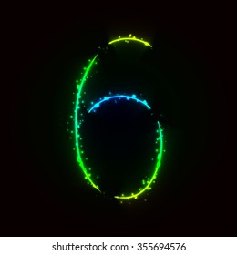 Number symbol of gradient lights on dark background