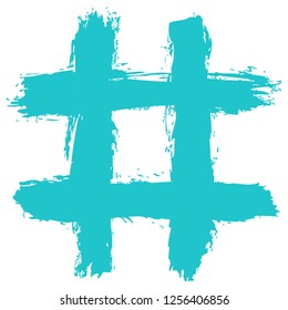 Number symbol or hashtag symbol or tic-tac-toe grid created by brush stroke in handmade technique. Graphic element for design saved as an vector illustration in file format EPS 8