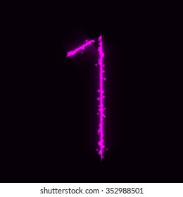 Number symbol of magenta lights on dark background