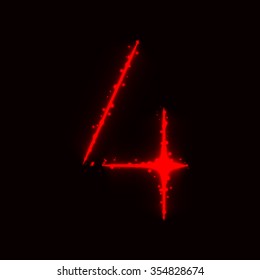 Number symbol of red lights on dark background