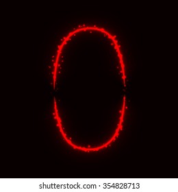 Number symbol of red lights on dark background