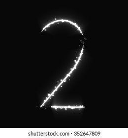 Number symbol of white lights on dark background