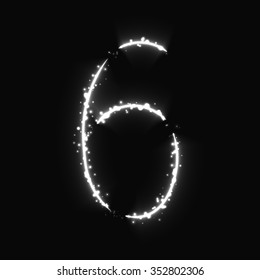 Number symbol of white lights on dark background