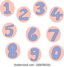 Number symbols collection pastel sign, Hand drawn Icons