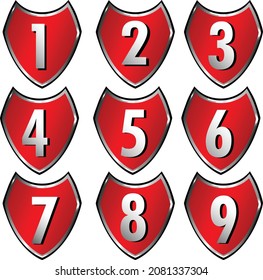 Number symbols Shield Style Vector Art 