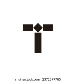 Number T square, dot geometric symbol simple logo vector