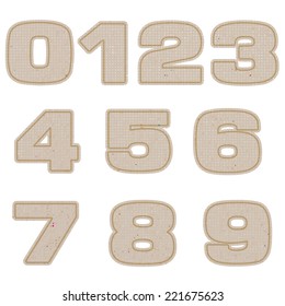Number tag recycled paper craft stick on white background, vector illustration  