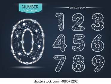 Number template set of numbers logo or icon, technology network concept, vector Illustration