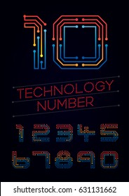 Number template set of numbers logo or icon, technology network concept, vector Illustration