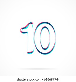 Number Ten, 10 hand drawn with blue and pink highlighters, isolated on a blank background.
Vector illustration, easy to edit, manipulate, resize or colorize.