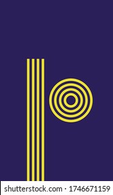 Number ten 10 made out of concentric yellow lines isolated on purple background