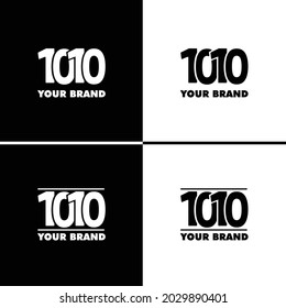 Icono del logotipo número diez 1010. Silueta, conjunto de logotipos en blanco y negro.