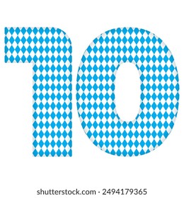 Number Ten With Bavarian Oktoberfest Seamless Pattern Vector Illustration. Number 10 Isolated On A White Background
