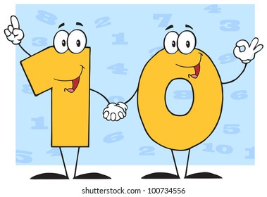 Number Ten Cartoon Character With Background