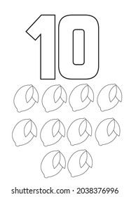 number ten coloring book printable fruits worksheets for children early learning activity kindergarten 