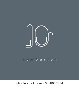 Number ten, Digit 10 Logo Icon vector template.