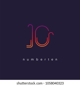 Number ten, Digit 10 Logo Icon vector template.