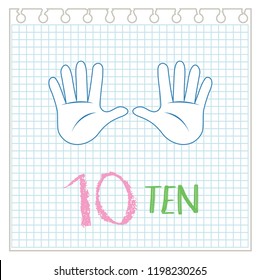 Number ten hand gesture note illustration