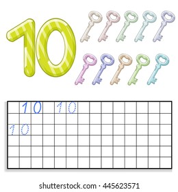 Number ten with ten keys