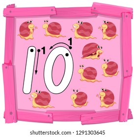 Number ten on wooden banner illustration