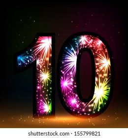 Number ten. Salute- vector isolated on black background