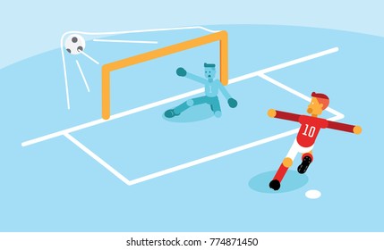 number ten soccer player scoring penalty goal during match