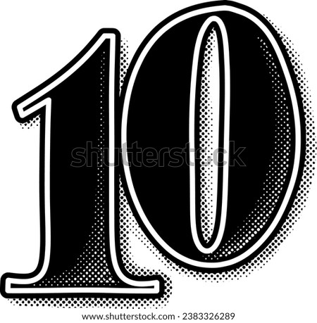 Number ten vector black vintage