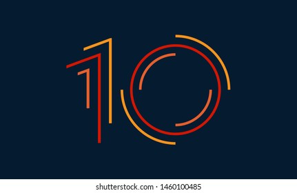 Number ten vector font alphabet, modern dynamic flat design with brilliant colorful for your unique elements design ; logo, corporate identity, application, creative poster & more 