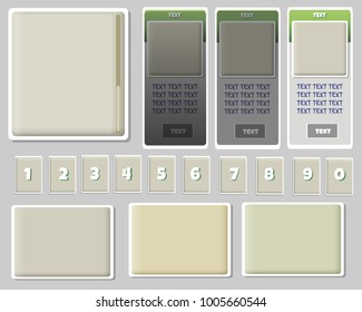 Number and text buttons. Vector set.