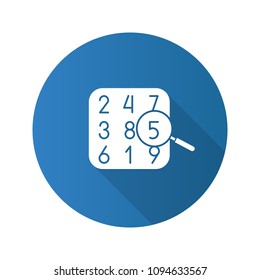 Number theory flat design long shadow glyph icon. Arithmetic. Learning number and counting. Vector silhouette illustration