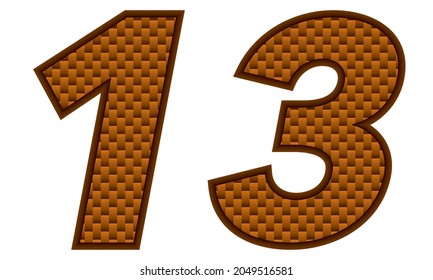 Number Thirteen Vector Illustration. Orange Patterned Number 13 Isolated On A White Background
