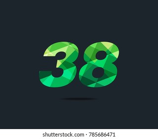 Number thirty eight 38 Logo Icon, filled with geometric pattern. polygon letter. Vector Element.