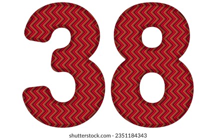 Number Thirty Eight With Abstract Geometric Pattern. Number 38 Isolated On A White Background