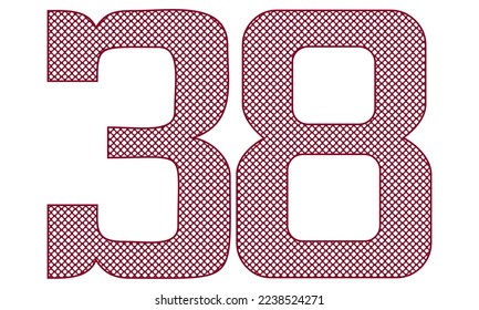 Number Thirty Eight With Abstract Pattern Vector Illustration. Number 38 Isolated On A White Background
