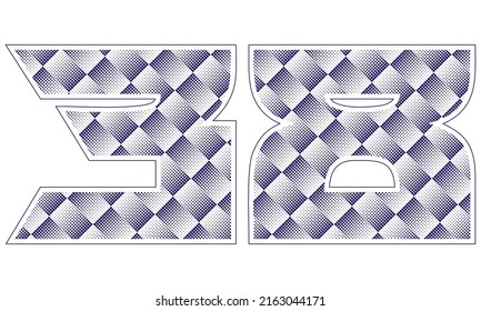 Número Treinta Y Ocho Con Ilustración De Vector De Patrón Dotado. Azul Número 38 Aislado En Fondo Blanco
