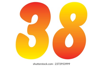 Number Thirty Eight Isolated On A White Background. Number 38 Vector Illustration
