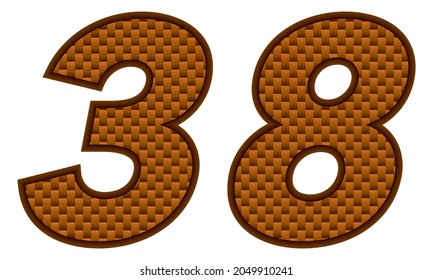 Number Thirty Eight Vector Illustration. Orange Patterned Number 38 Isolated On A White Background
