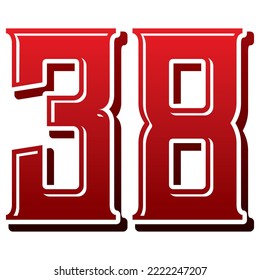 Number Thirty Eight Vector Illustration. Number 38 Isolated On A White Background
