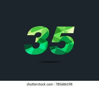 Number thirty five 35 Logo Icon, filled with geometric pattern. polygon letter. Vector Element.
