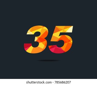 Number thirty five 35 Logo Icon, filled with geometric pattern. polygon letter. Vector Element.