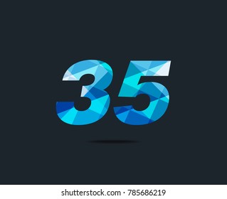 Number thirty five 35 Logo Icon, filled with geometric pattern. polygon letter. Vector Element.