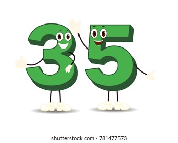 Number Thirty Five - Cartoon Vector Image