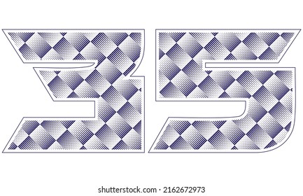 Number Thirty Five With Dotted Pattern Vector Illustration. Blue Number 35 Isolated On A White Background
