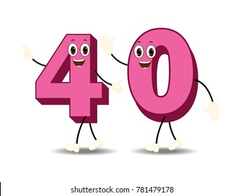 Number Thirty Forty - Cartoon Vector Image