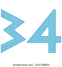 Number Thirty Four With Greek Or Roman Ancient Font. Blue Number 34 With Traditional Greek Ornament
